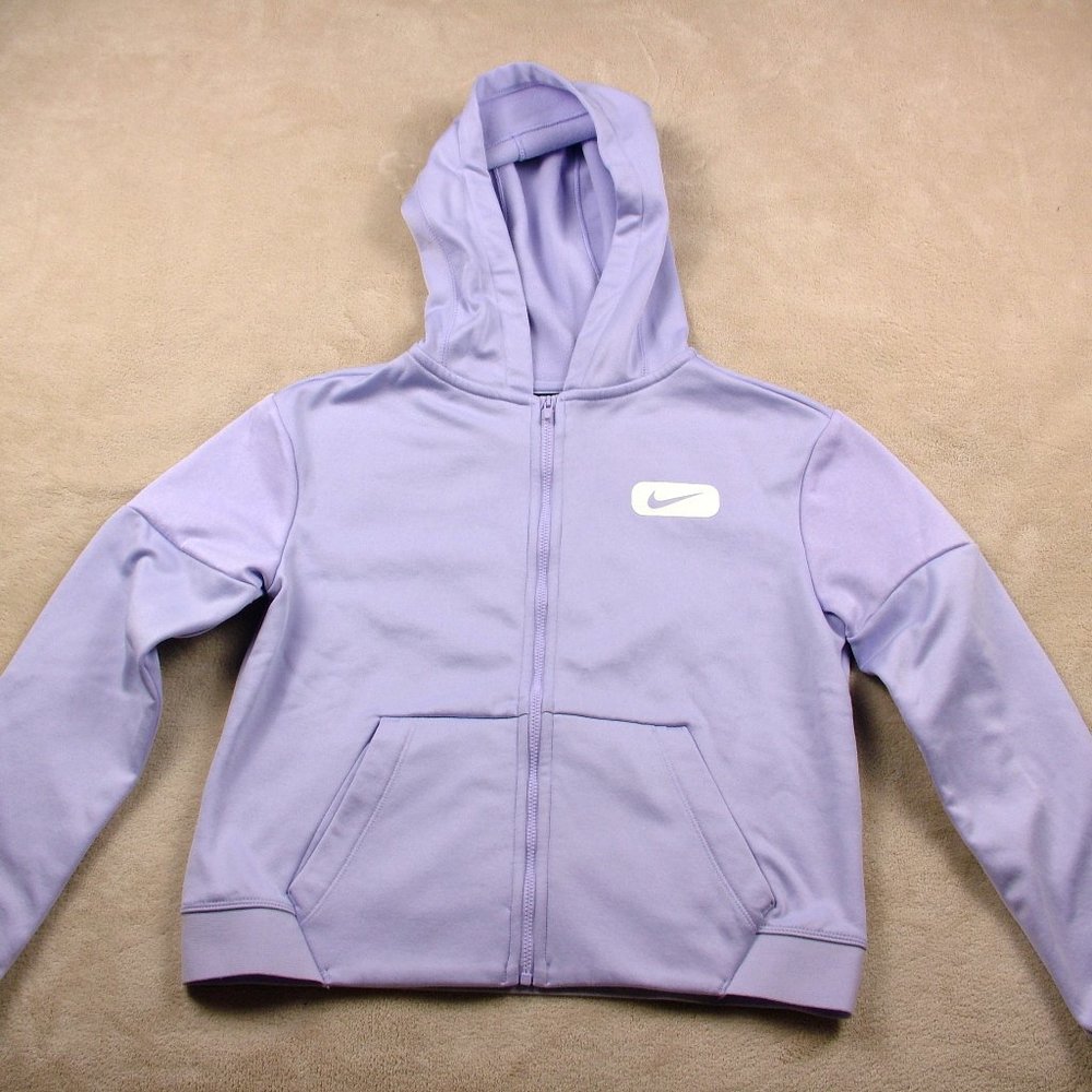 NIKE DRI-FIT HOODED ZIP FRONT JACKET KIDS GIRLS sz LG PURPLE VIOLET LAVENDER